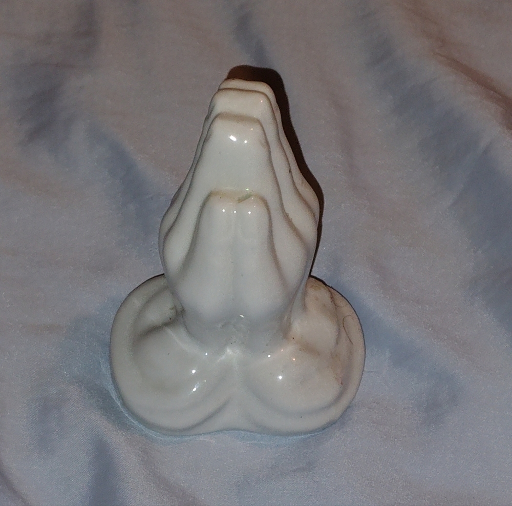 $6 Deals, White Ceramic Praying Hands Figurine